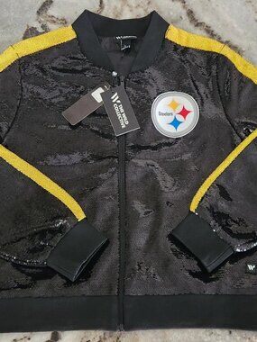 Steelers Black Sequin Jacket NEW WITH TAGS The Wild Collective Official NFL